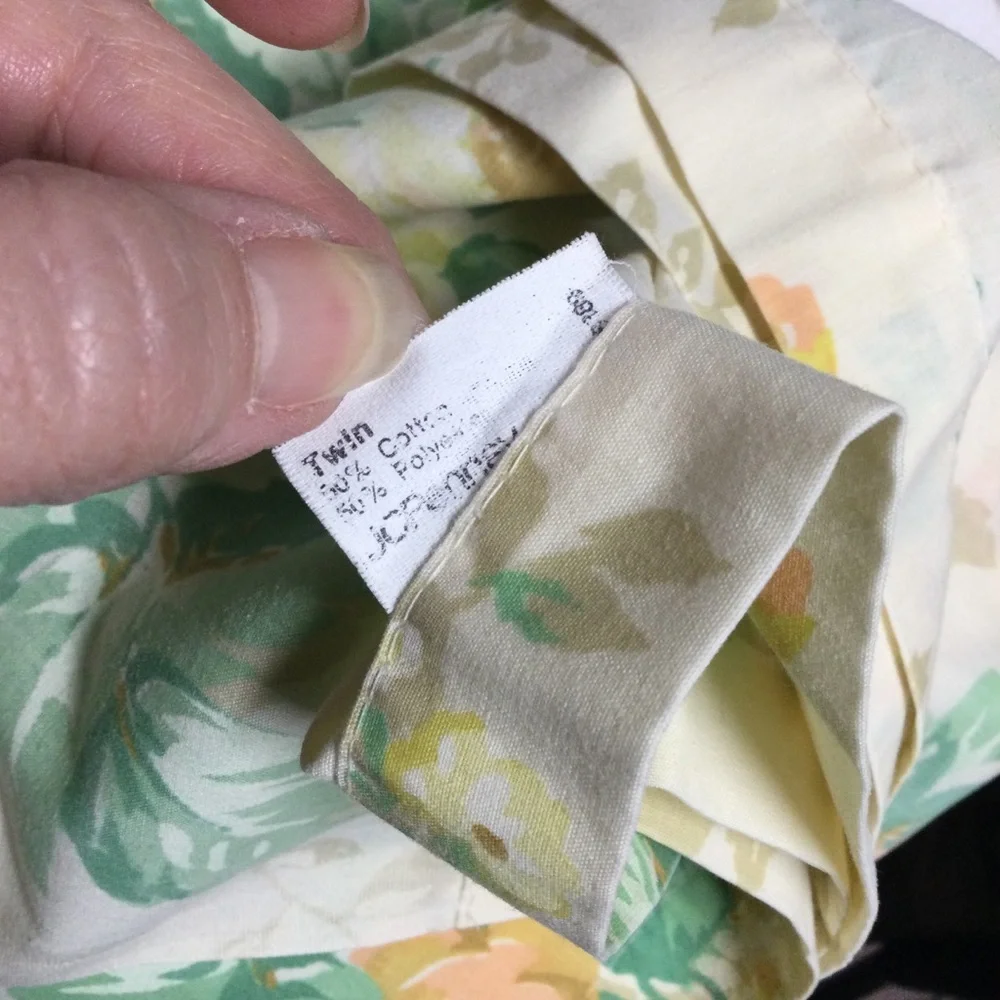 JCPenney Vintage Twin Flat Sheet Yellow Green Floral Patterned
